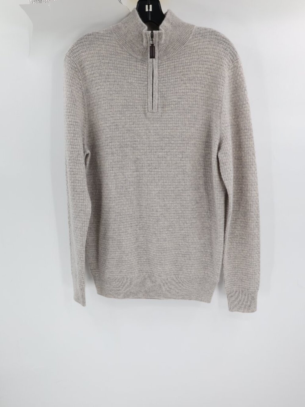 Christian Lacroix Sweater Mens Small 2 Ply Cashmere 1/4 Zip Pullover waffle knit - Picture 2 of 11
